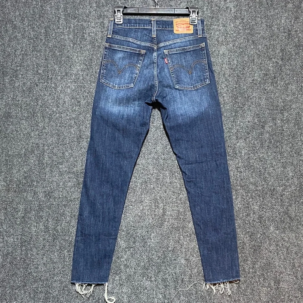 Levi's Wedgie Skinny Jeans Dark Wash High Rise Raw Hem Button‎ Fly Size 26